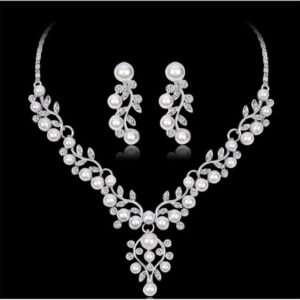 51FV7TdyAiL._AC_SX679_ Fashion Simple rhinestone necklace earrings set Bridal Wedding Party Rhinestone Water Drop Pendant Necklace Drop Earrings Set 11, CHINA-B0D5XXT4HS