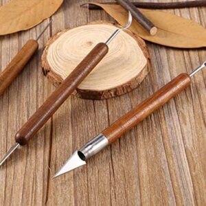 6pcs Clay Sculpting Set Wax Carving Tools Shapers Wood Handle - B091CQV68N