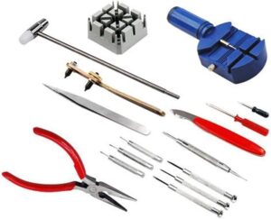 16 Piece Watch Repair Kit Set & Wrist Strap Adjust Pin Tool Kit Remover Back Case Opener-B07YB8B4C2