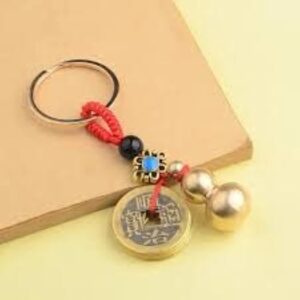 1 pcs - Handmade Rope Lucky Feng Shui Hanging Vintage Brass Money Bag Keychain Pendant Jewelry Ancient Five Emperors Coins Car Key Chain (B)-B0BNXVCJWX