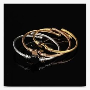 [1PCs]New Trendy Metal Braided Cable Shape Heart Bracelet for Women Fashion Metal Bangle Accessories On Hand 2021Jewelry for Girl Gift-B0DL17H1KT