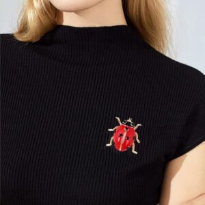 Fashion Rhinestone Brooch For Women Brooch Collar Pins Corsage Crystal Leaves Insect Brooch Badges Jewelry Accessories (Red-Beetle)-B0DBPZYL3N