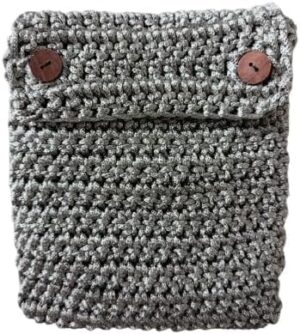 17x13 CM Mobile Handmade Crochet Crossbody Bag as Shwon in Pic, 295 G - شنطة تليفون كروس كروشيه صناعة يدوية 17/13 سم مقاس تقريبي - اللون درجات الرماضي كما بالصورة Gray-B0DMQMS9LD