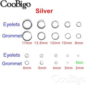 100 Sets Metal Eyelet Grommet Ring Kit for Garment Canvas Sewing Accessories Silver - (Dia. 6mm)-B0C2HW5S6Y
