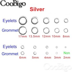 51KPYPuju7L._AC_SX569_ 100 Sets Metal Eyelet Grommet Ring Kit for Garment Canvas Sewing Accessories Silver - (Dia. 6mm)-B0C2HW5S6Y