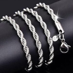 Fashion Women's Men's 925 Sterling Silver Twist Chain Necklace - Only Chain-B0DLHP6WVL