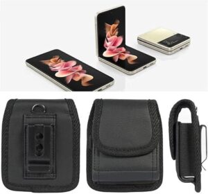 (1PC) Leather Phone Pouch For Samsung Z Flip 3 5G Belt Clip Holster Oxford Cloth Phone Case For Galaxy Z Flip3 5G SM-F711B Waist Bag-B0C7PR5YR2