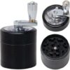 2 Inch Hand Crank Grinder, Portable Grinder with Clear Top Cover, 4 Layers Silver Grinder with Handle-B0DM98JQML