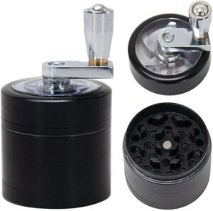 2 Inch Hand Crank Grinder, Portable Grinder with Clear Top Cover, 4 Layers Silver Grinder with Handle-B0DM98JQML