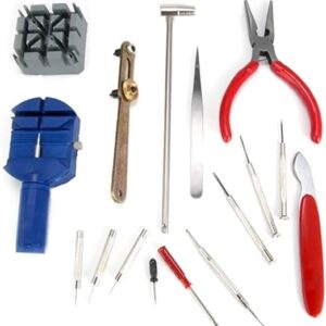 51QiP12--KL._AC_SX522_ 16 pcs Watch Repair Tool Kit Watch Back Case Spring Bar Remover Opener Set Fix Pin Link Remover -B091BT6XK3