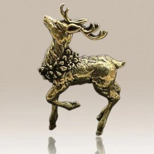 1pcs - Pure Copper Deer Sculpture Ornaments Solid Brass Sika Miniature Figurines Lucky Feng Shui Crafts Desk Decorations-B0D3BYL2FP