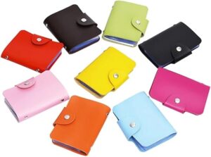 24 Bits Card Case Leather Function Business Card Holder Men Women Credit Card Bag ID Card Wallet (Blue)-‎B0DH8MK27N
