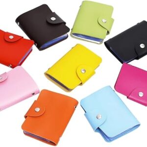 24 Bits Card Case Leather Function Business Card Holder Men Women Credit Card Bag ID Card Wallet (Blue)-‎B0DH8MK27N