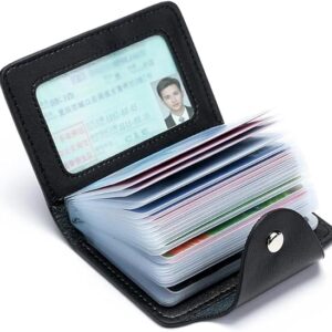 51UyShqM-tL._AC_SX569_ 24 Bits Card Case Leather Function Business Card Holder Men Women Credit Passport Card Bag ID Passport Card Wallet (Pink)-B0DH8LZWSX