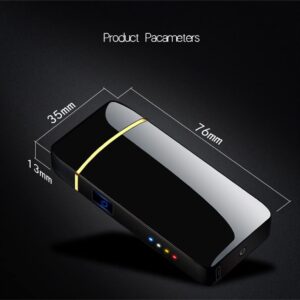 51V-3QRHKzL._AC_SL1000_ 1Pcs Windproof Metal Flameless Electric Lighter Dual Arc Plasma USB Lighter LED Power Display Touch Induction Lighter (Blue)-B0CD2ZVVZH