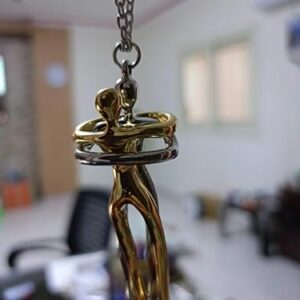 (1 Pc) New Exaggerated Stereoscopic Two People Hugging Metal Vintage Long Drop Necklace for Women Girls Party Jewelry (5.5 Long)-B0CX238M1G