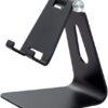 Adjustable Cell Phone Stand, Aluminum Desktop Phone holder Compatible with All Smart Phone, Black-B096R5DYQ1