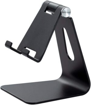 Adjustable Cell Phone Stand, Aluminum Desktop Phone holder Compatible with All Smart Phone, Black-B096R5DYQ1