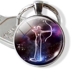 (Sagittarius) Constellations Keychain Constellation Key Rings Zodiac Sign Key Chain Pendant Jewelry Fashion Birthday Gift-B0BPN6L82B