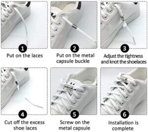 2 Pairs No Tie Elastic Shoelaces, Adjustable Elastic Running Shoe Laces Tieless Laces with Metal Buckles for Kids, Adults-B0B7CMJF7D