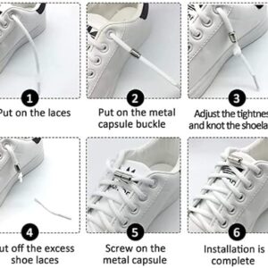 2 Pairs No Tie Elastic Shoelaces, Adjustable Elastic Running Shoe Laces Tieless Laces with Metal Buckles for Kids, Adults-B0B7CMJF7D
