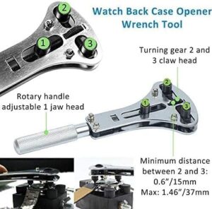 Professional Watch Wrench Screw Repair Set Kit, Watch Band Spring Bar Link Pin Adjustment, Back Case Removal Opener, Battery Cover Changing Replacement Resizing Tool-B0CRH91YFB