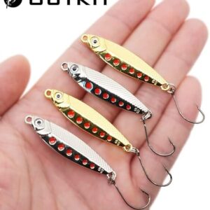 2 Pcs - Around 3 to 4 Cm Long New Mini fishing Lure 3G Spoon Metal Lures Spinnerbsit Minnow Small Fish Single Hook Jig Stream Trout Baits Pesca Hot (Random Color)-B0C54G116N