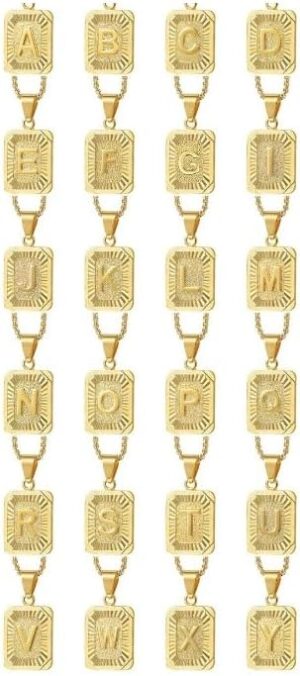 Fashion Letter Gold Color Pendant Necklace for Men Women Cuban Chain Couple Charm Initial Necklace Choker Jewelry Collar