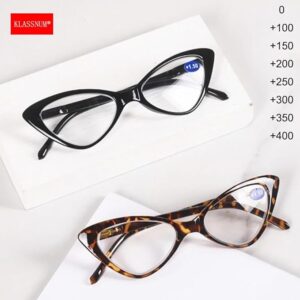 Women Cat Eye Reading Glasses Anti Blue Light Magnifying Computer Glasses Clear Lens Black Leopard Frame Plus Reading Glasses-B0D8CHQFHQ