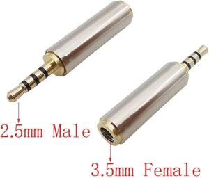 2Pcs 3.5mm to 2.5mm / 2.5 mm to 3.5 mm 4 Poles Stereo Audio Headphone AUX Adapter Male Plug Female Jack Converter Connector-B0BZPD28BM