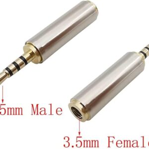 2Pcs 3.5mm to 2.5mm / 2.5 mm to 3.5 mm 4 Poles Stereo Audio Headphone AUX Adapter Male Plug Female Jack Converter Connector-B0BZPD28BM