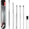 [1 Set] 6 Piece Stainless Steel Ear Wax Collector Remover Cleaner Care Rod Set-B0CK6X49S9
