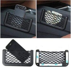 Sticky Universal Car Seat Side Back Pocket Storage Organizer Nylon Net Resilient Bag Phone Holder Black-B096RGLDHG