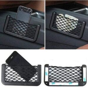 Sticky Universal Car Seat Side Back Pocket Storage Organizer Nylon Net Resilient Bag Phone Holder Black-B096RGLDHG