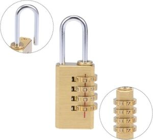 (1 Pcs - Large Golden Color) 4 Digit Combination Code Number Padlock For Dormitory Door Gym Luggage Zipper Bag Backpack Suitcase Drawer Durable Locks (Large L 8xW 3x 1 Cm)-‎ B0DGDCFJGR