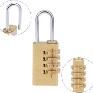 (1 Pcs - Large Golden Color) 4 Digit Combination Code Number Padlock For Dormitory Door Gym Luggage Zipper Bag Backpack Suitcase Drawer Durable Locks (Large L 8xW 3x 1 Cm)-‎ B0DGDCFJGR