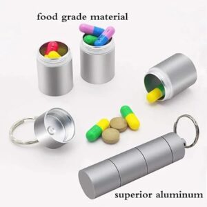 1PC Portable Aluminum Survival Waterproof Pill Box Container Medicine Storage Case First-Aid Bottle With Key Ring Travel Kits ٍ Silver 9Cm-Long-B0DJY5F7CR