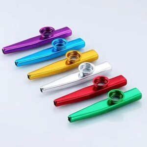 Metal Kazoo Harmonica Mouth Flute Kids Party Gift Musical Instrument Professional Performce Diaphragm Guitar Ukulele Lovers (ٌRED)