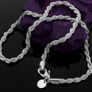Fashion Women's Men's 925 Sterling Silver Twist Chain Necklace - Only Chain-B0DLHP6WVL