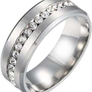 Single Piece of Rhinestone and Titanium Steel for Men and Women from Mai Souq-Stour, Silver , Size (7-B0DLJ6C7N2