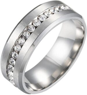 Single Piece of Rhinestone and Titanium Steel for Men and Women from Mai Souq-Stour, Silver , Size (7-B0DLJ6C7N2