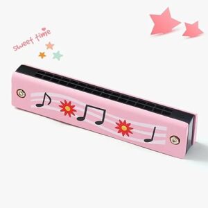 Wooden Harmonica Educational Gift Instrument Mouth Music Organ Replacement 1pcs Durable Hot Sale Newest 13Cm,24 Hole, 33Gram (Pink)-B0DNNNFJVB