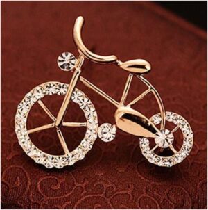Alloy Rhinestone Inlaid Bicycle Brooch Pin-Golden (1 Pcs)-‎ B0D9H9KMQ6