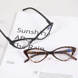 Women Cat Eye Reading Glasses Anti Blue Light Magnifying Computer Glasses Clear Lens Black Leopard Frame Plus Reading Glasses -‎ B0D8CYDV47