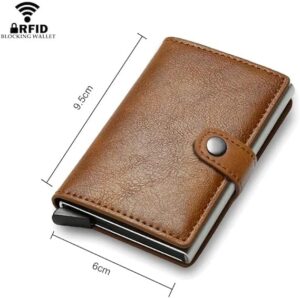 Fashion Business Carbon Fiber Credit Card Holder Wallet Men Rfid Metal Thin Pop Up Minimalist Wallet Small Purse Metal Wallet Color may be vary (Brown)-‎B0DKBYGMXH