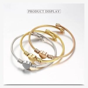 [1PCs]New Trendy Metal Braided Cable Shape Heart Bracelet for Women Fashion Metal Bangle Accessories On Hand 2021Jewelry for Girl Gift-B0DL17H1KT