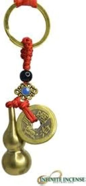 1 pcs - Handmade Rope Lucky Feng Shui Hanging Vintage Brass Money Bag Keychain Pendant Jewelry Ancient Five Emperors Coins Car Key Chain (B)-B0BNXVCJWX