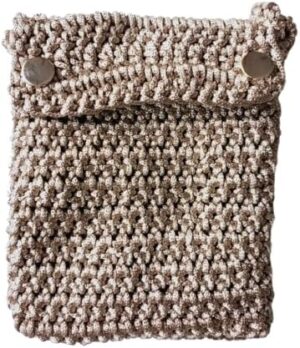 18x16 CM Mobile Handmade Crochet Crossbody Bag - شنطة تليفون كروس كروشيه صناعة يدوية 18/16 سم مقاس تقريبي - اللون درجات البيج كما بالصور-‎ B0DLWCP1QJ