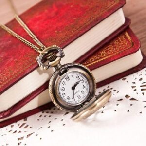 1Pcs Antique Unisex Vintage Hollow Crown Bronze Clock Quartz Pocket Dress-B0DLT4N8C3