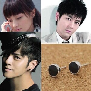 B0DLJC7M7X925 calibre sterling silver earrings made of black vinyl for men and women from Mai Souq Stour (one piece) - screw diameter: 0.6 cm/0.27 inch (approx.) + nail length: 1.1 cm/0.43 inch (approx.), metal-